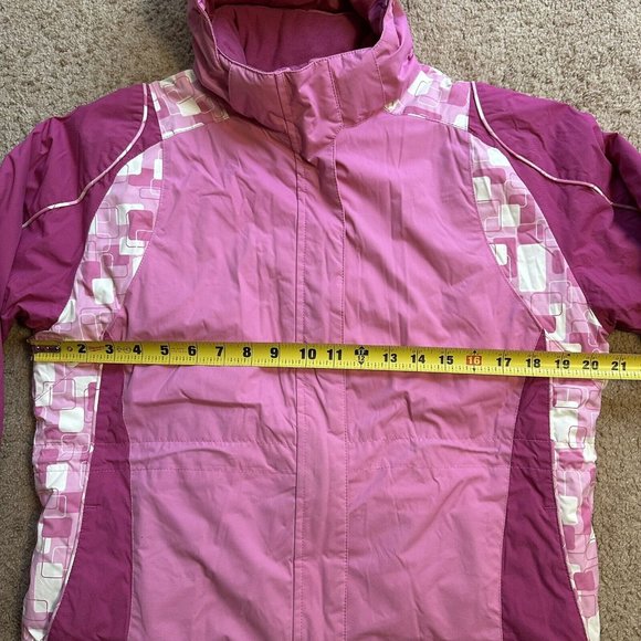 LL Bean Jacket Girls XL 18 Full Zip Nylon Softshell Insulated Pink Pockets - Picture 8 of 12